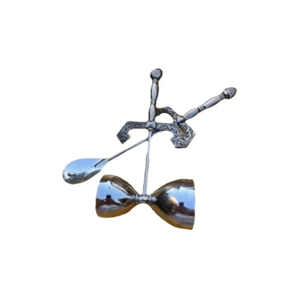 Vintage Barware Nights Jigger and Mixing Spoon Bar Tool Set Mid-century‎ Modern